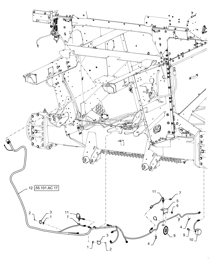 Схема запчастей Case IH 5140 - (55.101.AC[05]) - WIRE HARNESS, FRAME, FRONT AXLE, BRAKE VALVE (55) - ELECTRICAL SYSTEMS