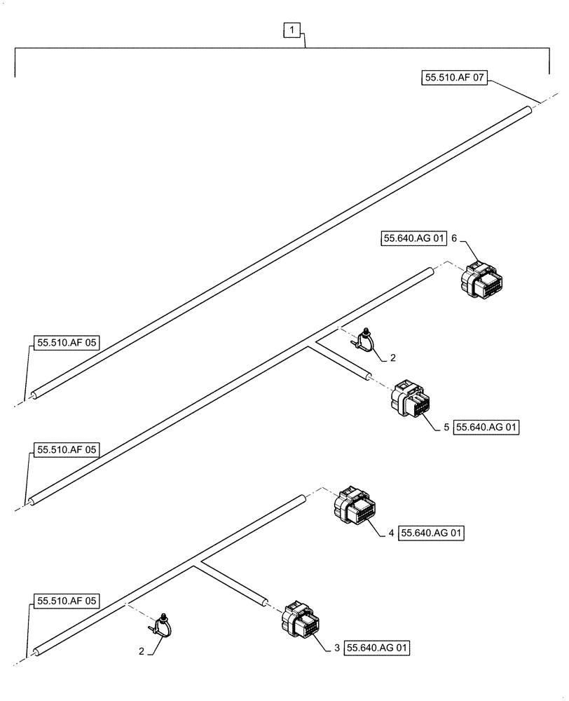 Схема запчастей Case IH 7140 - (55.510.AF[06]) - WIRE HARNESS, CAB MAIN, CONTINUED (55) - ELECTRICAL SYSTEMS