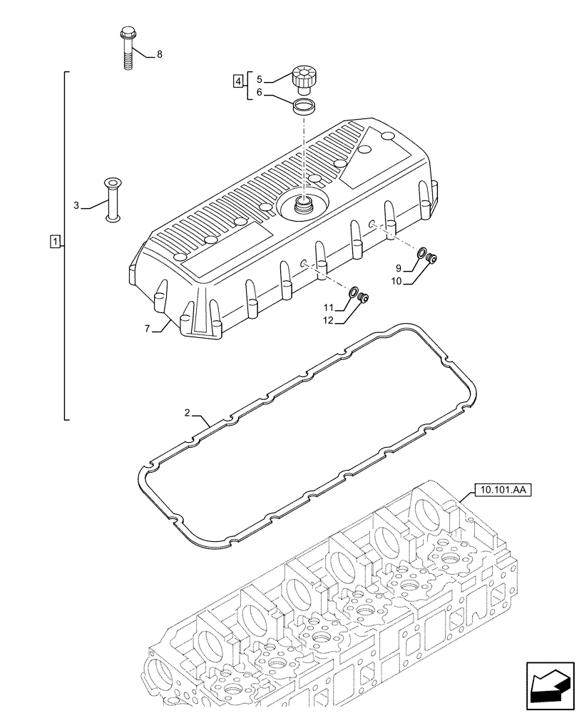 Схема запчастей Case IH F3HFE613A B009 - (10.101.AB) - VALVE COVER (10) - ENGINE