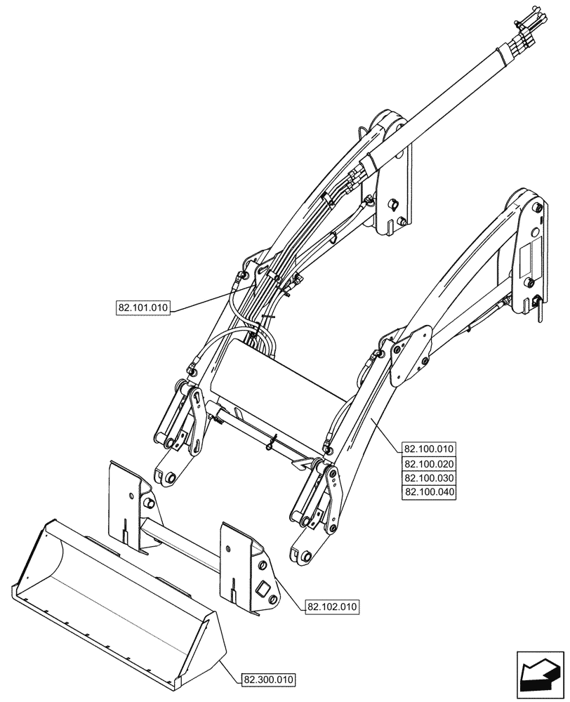Схема запчастей Case IH L340A - (00.000.82) - PICTORIAL INDEX - FRONT LOADER AND BUCKET (00) - GENERAL & PICTORIAL INDEX