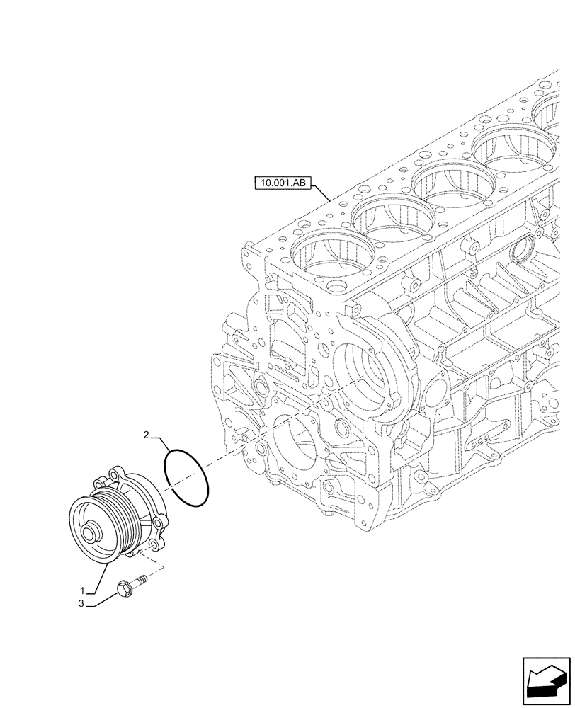 Схема запчастей Case IH F3HFE613A B009 - (10.400.BB) - WATER PUMP (10) - ENGINE