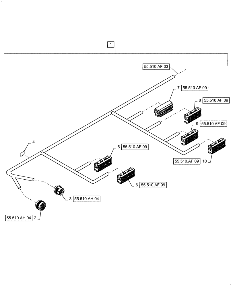 Схема запчастей Case IH 6140 - (55.510.AF[02]) - WIRE HARNESS, CAB MAIN (55) - ELECTRICAL SYSTEMS