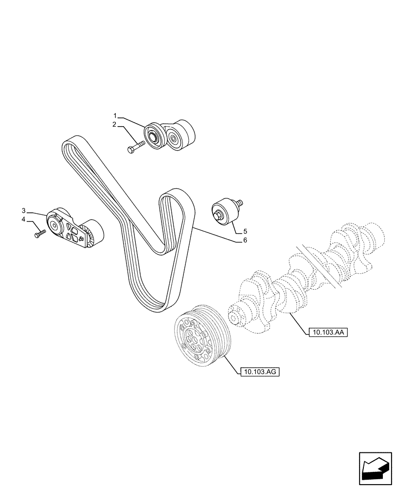 Схема запчастей Case IH F3HFE613A B009 - (10.414.AE) - BELT TENSIONER (10) - ENGINE