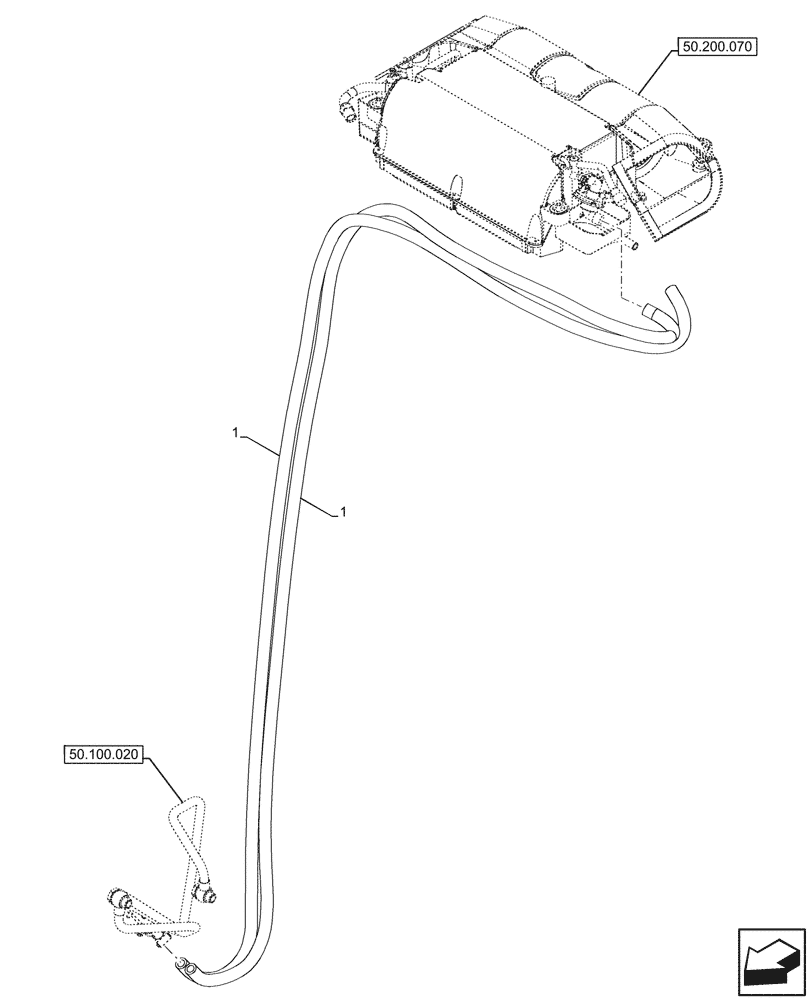 Схема запчастей Case IH FARMALL 100N - (50.100.030) - VAR - 759011 - HEATING SYSTEM, LINES, W/ AIR CONDITIONING (50) - CAB CLIMATE CONTROL