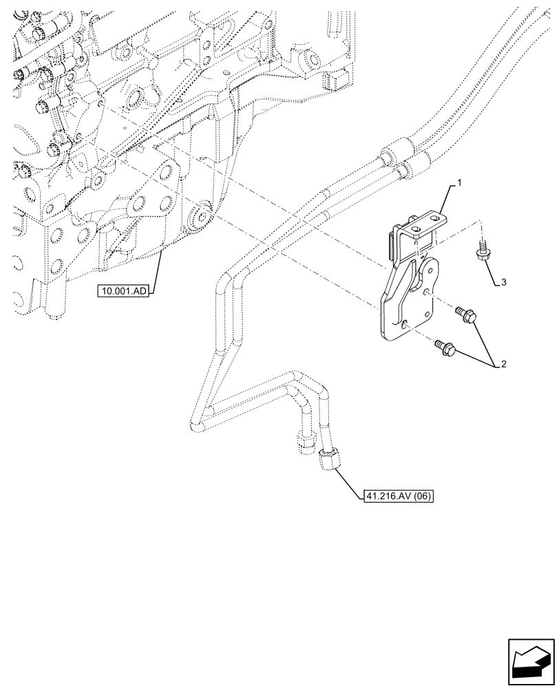 Схема запчастей Case IH FARMALL 95C - (41.216.AV[08]) - VAR - 390018 - HYDRAULIC STEERING, LINE, STEERING CYLINDER, SUPPORT, CAB (41) - STEERING