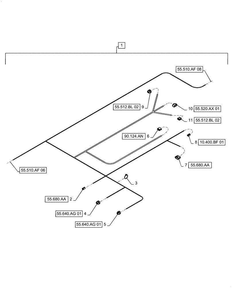 Схема запчастей Case IH 5140 - (55.510.AF[07]) - WIRE HARNESS, CAB MAIN, CONTINUED (55) - ELECTRICAL SYSTEMS