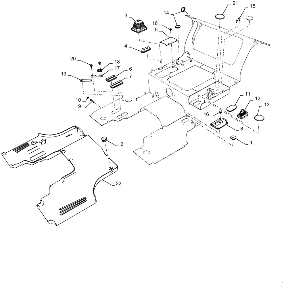 Схема запчастей Case IH FARMALL 50C - (90.160.AR) - CAB FLOOR, HST (90) - PLATFORM, CAB, BODYWORK AND DECALS