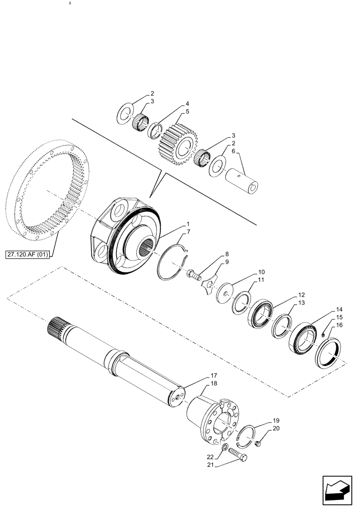 Схема запчастей Case IH PUMA 185 - (27.120.AF[03]) - VAR - 337417, 337418, 337419, 337421, 337424, 337425 - FINAL DRIVE, GEAR (27) - REAR AXLE SYSTEM