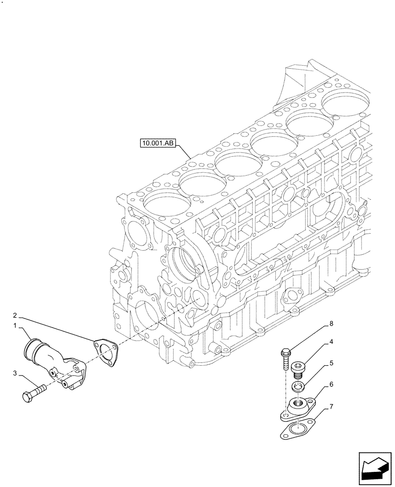 Схема запчастей Case IH F3HFE613A B009 - (10.400.AQ) - WATER PUMP LINE (10) - ENGINE