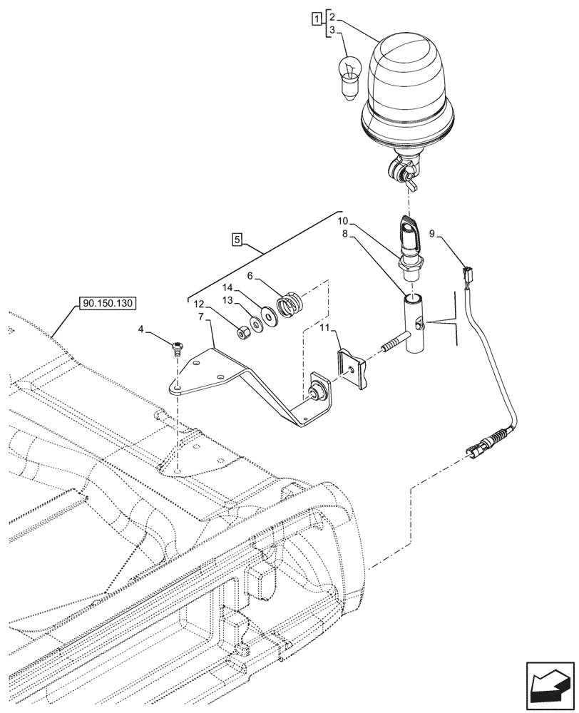 Схема запчастей Case IH FARMALL 80N - (55.404.020) - VAR - 759063 - ROTARY BEACON, CAB (55) - ELECTRICAL SYSTEMS