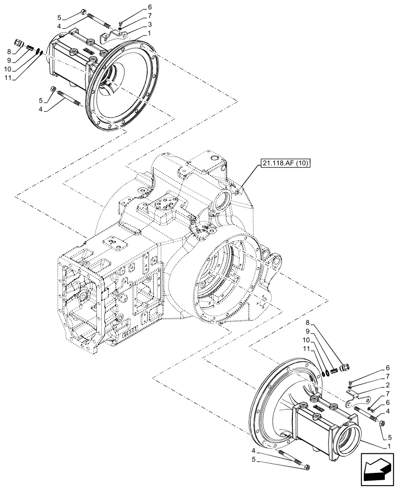 Схема запчастей Case IH PUMA 185 - (27.120.AI[05]) - VAR - 337417, 337418, 337419, 337420, 337421, 337422, 337423, 337424, 337425 - FINAL DRIVE HOUSING (27) - REAR AXLE SYSTEM