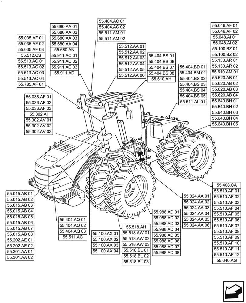 Схема запчастей Case IH STEIGER 540 - (55.000.00) - SECTION INDEX - ELECTRICAL SYSTEMS (55) - ELECTRICAL SYSTEMS