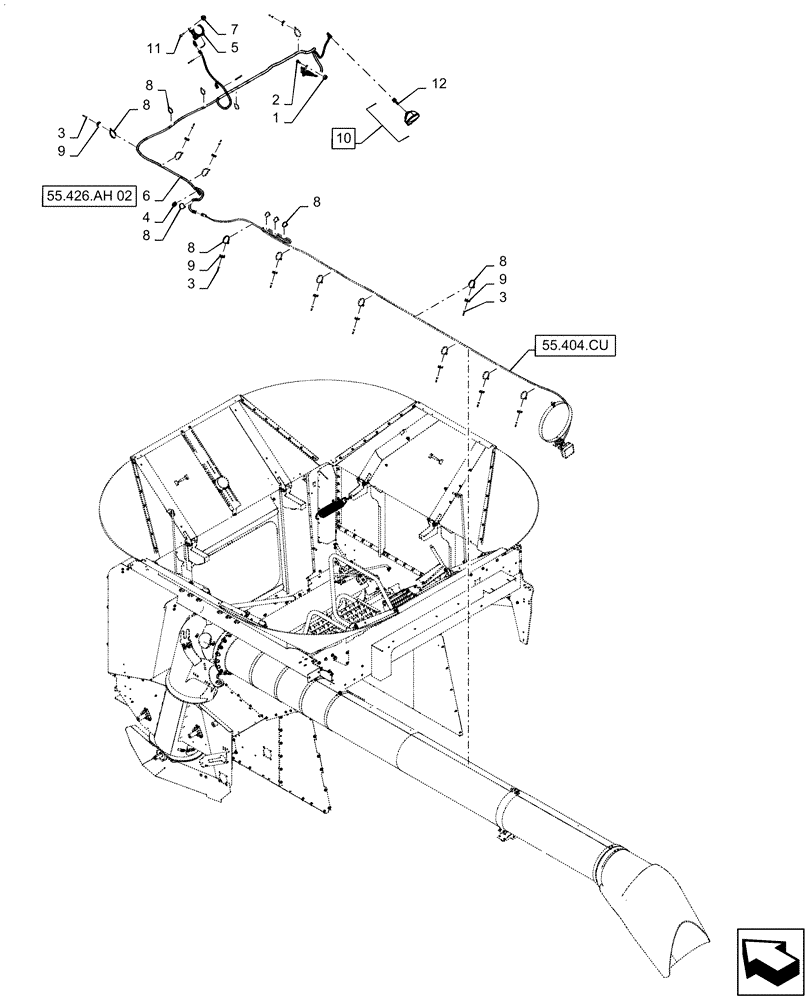 Схема запчастей Case IH 7140 - (55.426.AH[01]) - WIRING ASSY, GRAIN TANK (55) - ELECTRICAL SYSTEMS