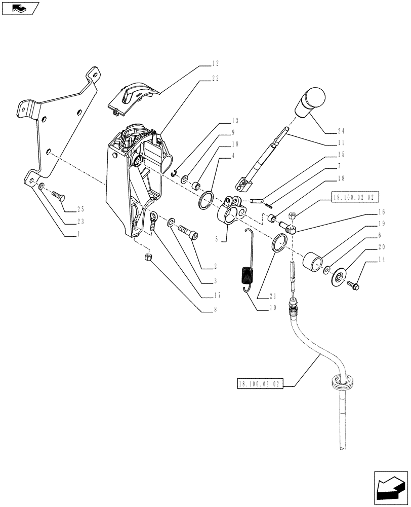 Схема запчастей Case IH FARMALL 75C - (18.100.02[01]) - POWER TAKE-OFF CONTROLS - LEVER AND SUPPORT - W/CAB (18) - CLUTCH