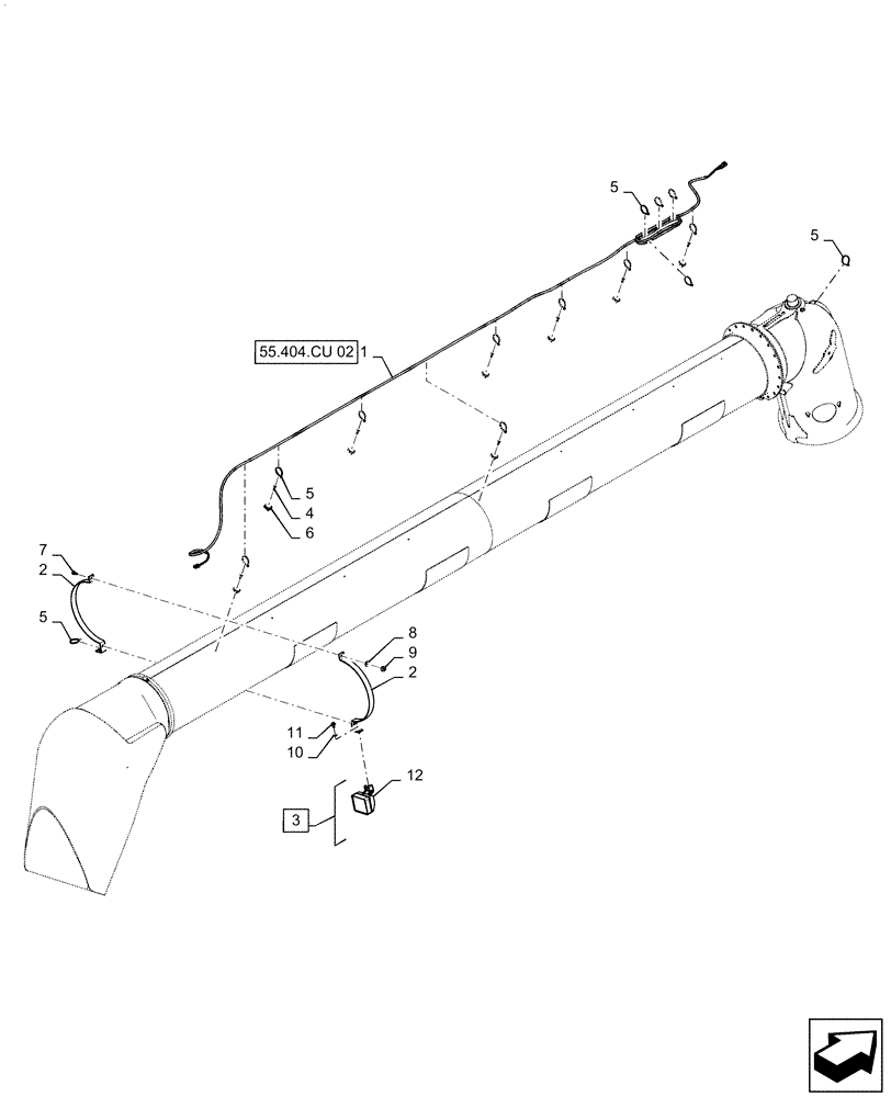 Схема запчастей Case IH 6140 - (55.404.CU[01]) - WIRING ASSY, UNLOADING TUBE (55) - ELECTRICAL SYSTEMS