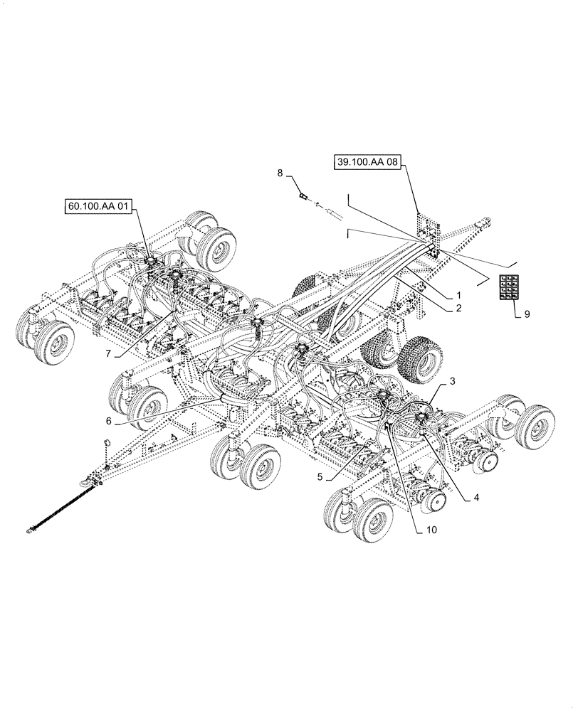 Схема запчастей Case IH 500 - (79.100.AA[02]) - AIR PACK 30 FT 7.5 IN TOW BEHIND STEERED PINTLE HITCH (79) - PLANTING