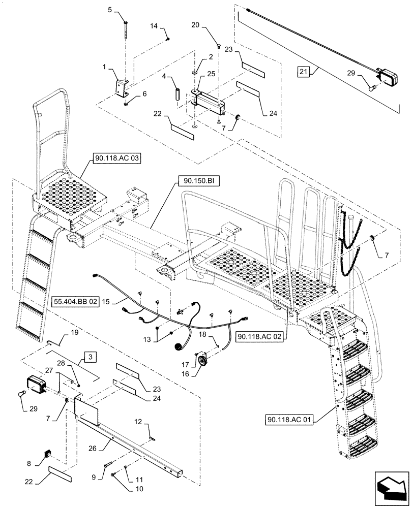 Схема запчастей Case IH 5130 - (55.404.BB[01]) - VAR - 722098, 722602, 425405 - EXTREMITY LIGHT (55) - ELECTRICAL SYSTEMS