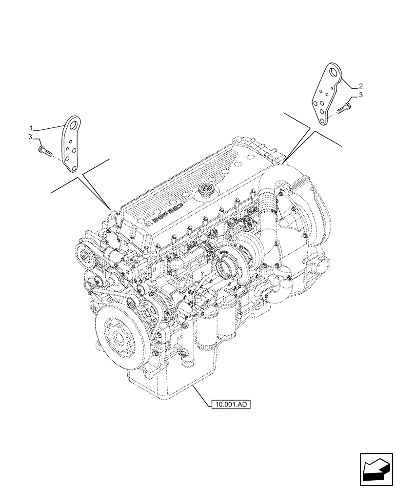 Схема запчастей Case IH F3HFE613A B009 - (10.001.AK[01]) - ENGINE, HOOK (10) - ENGINE