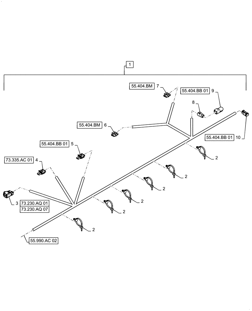 Схема запчастей Case IH 5140 - (55.990.AC[03]) - WIRE HARNESS, STRAW HOOD, CONTINUED (55) - ELECTRICAL SYSTEMS