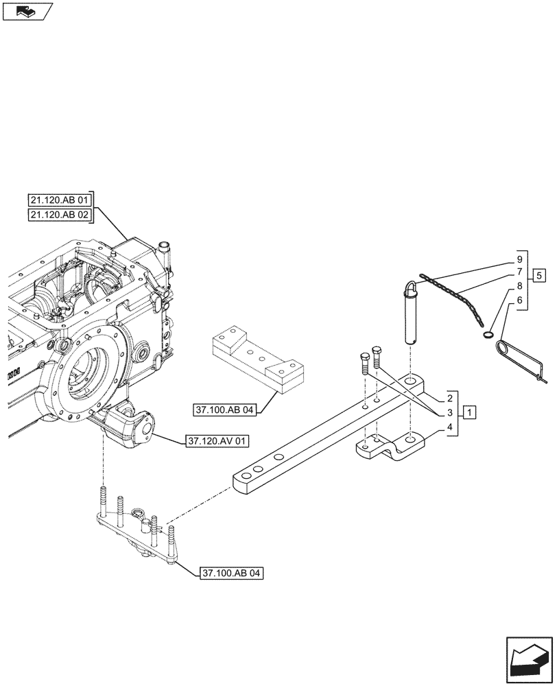 Схема запчастей Case IH FARMALL 105U - (37.100.AA[04]) - VAR - 330912, 332918, 333918 - DRAWBAR AND HITCH, DRAWBAR, ISO (33MM HOLE/FRANCE) (37) - HITCHES, DRAWBARS & IMPLEMENT COUPLINGS