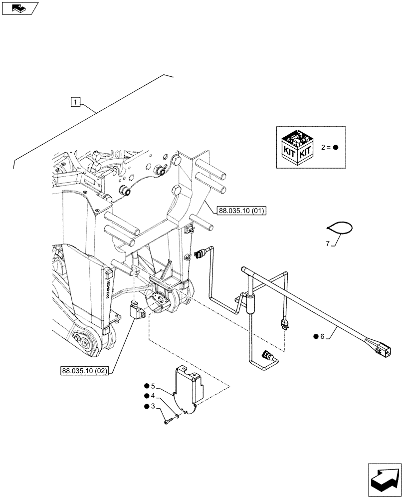 Схема запчастей Case IH PUMA 215 - (88.035.10[06]) - DIA KIT - FRONT HPL FOR SUSPENDED AND STD AXLES, LESS PTO, LESS COUPLER - HARNESS AND BRACKET (88) - ACCESSORIES