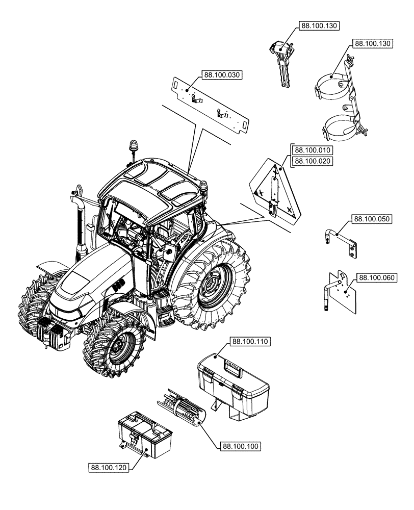 Схема запчастей Case IH FARMALL 120U - (00.000.88) - PICTORIAL INDEX - ACCESSORIES (00) - GENERAL & PICTORIAL INDEX