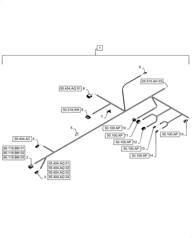 Схема запчастей Case IH 5140 - (55.510.AH[02]) - WIRE HARNESS, UPPER ROOF (55) - ELECTRICAL SYSTEMS