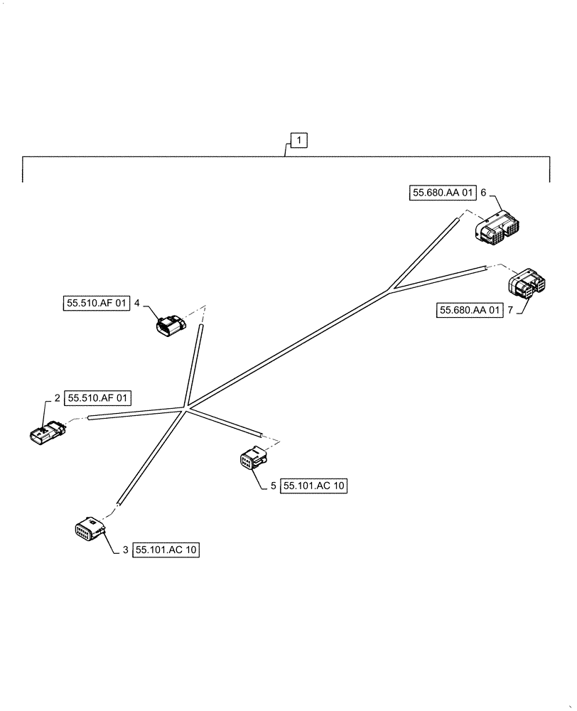 Схема запчастей Case IH 7140 - (55.680.AA[02]) - WIRE HARNESS, NAV II (55) - ELECTRICAL SYSTEMS