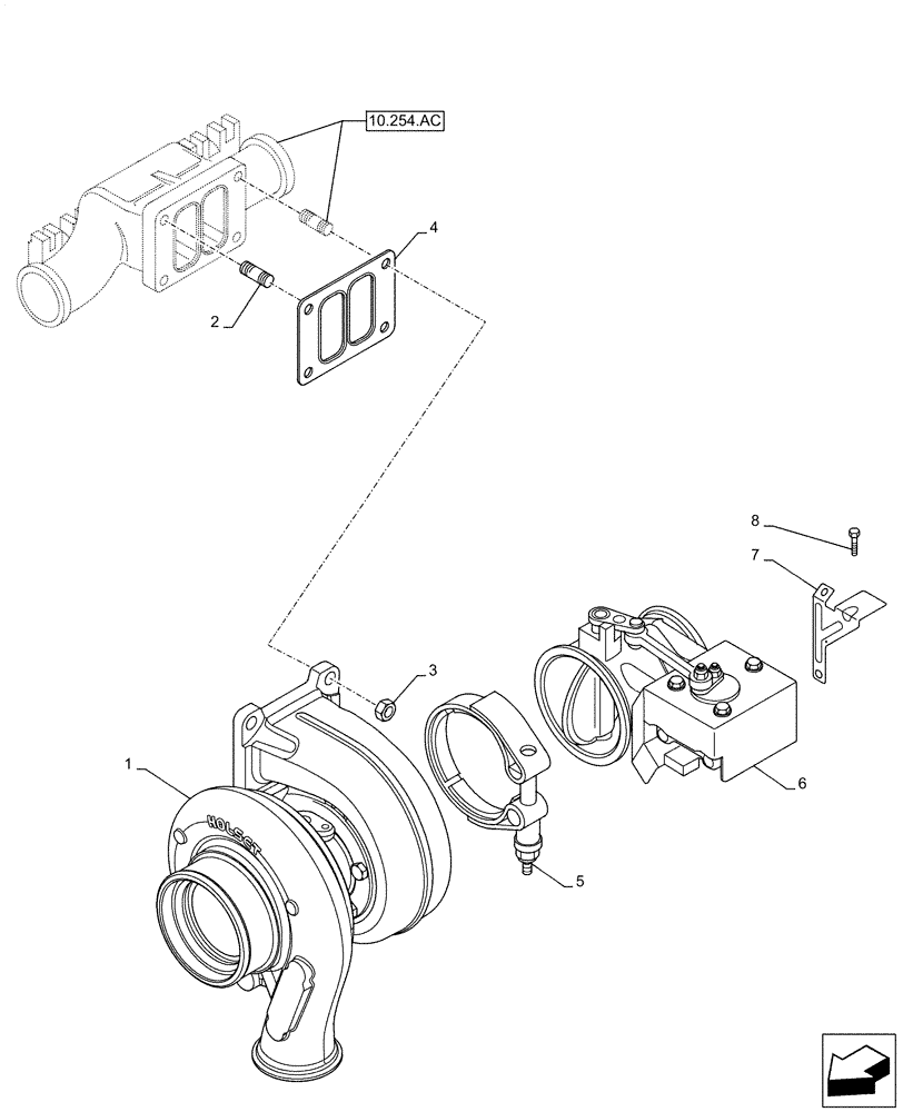 Схема запчастей Case IH F3GFE613B B003 - (10.250.AC) - TURBOCHARGER (10) - ENGINE