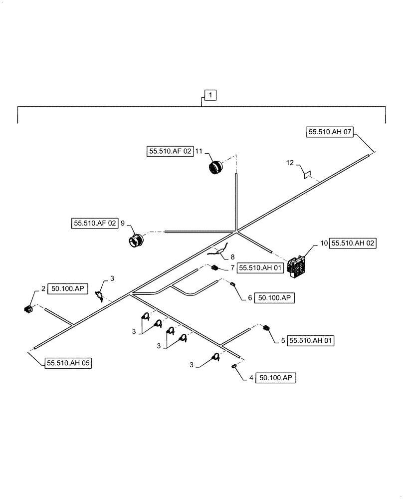 Схема запчастей Case IH 7140 - (55.510.AH[06]) - WIRE HARNESS, LOWER ROOF, CONTINUED (55) - ELECTRICAL SYSTEMS