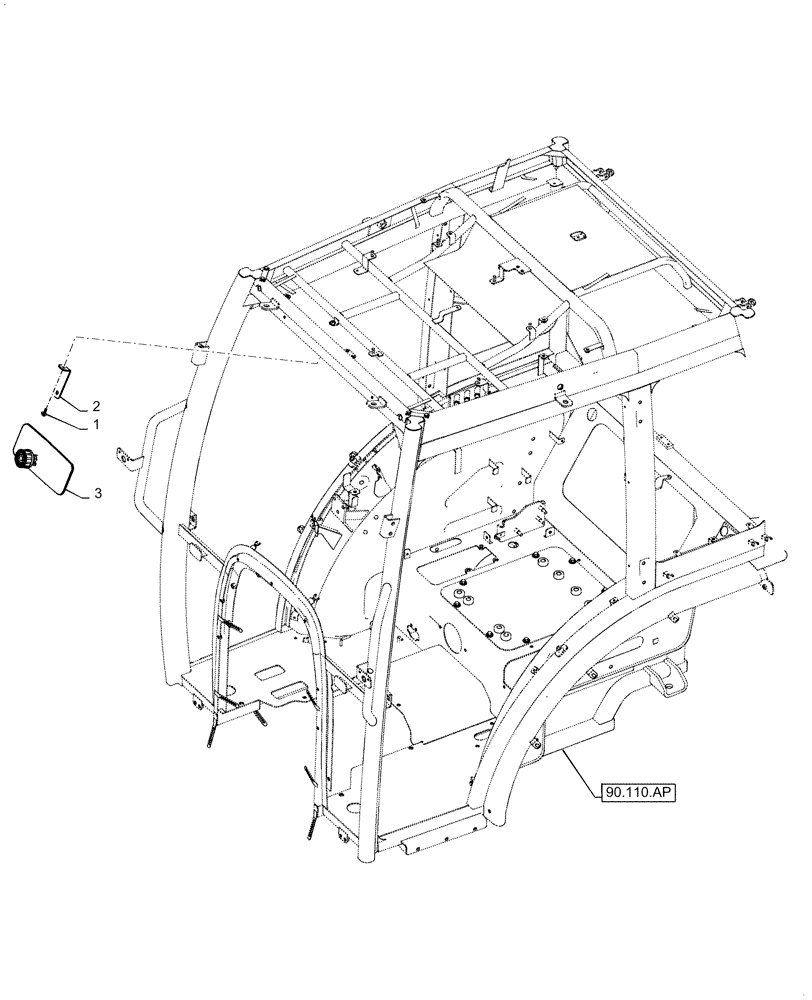 Схема запчастей Case IH FARMALL 50C - (90.151.AK) - INSIDE REAR VIEW MIRROR (90) - PLATFORM, CAB, BODYWORK AND DECALS