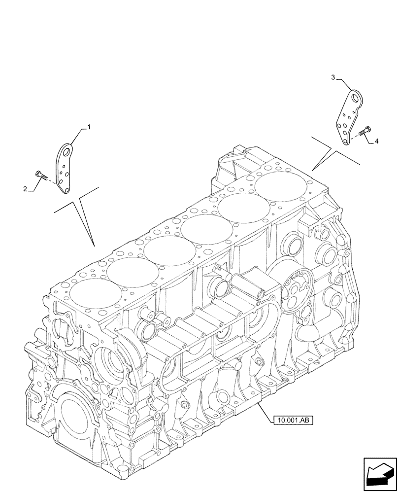 Схема запчастей Case IH F3GFE613A B003 - (10.001.AK[01]) - ENGINE, HOOK (10) - ENGINE