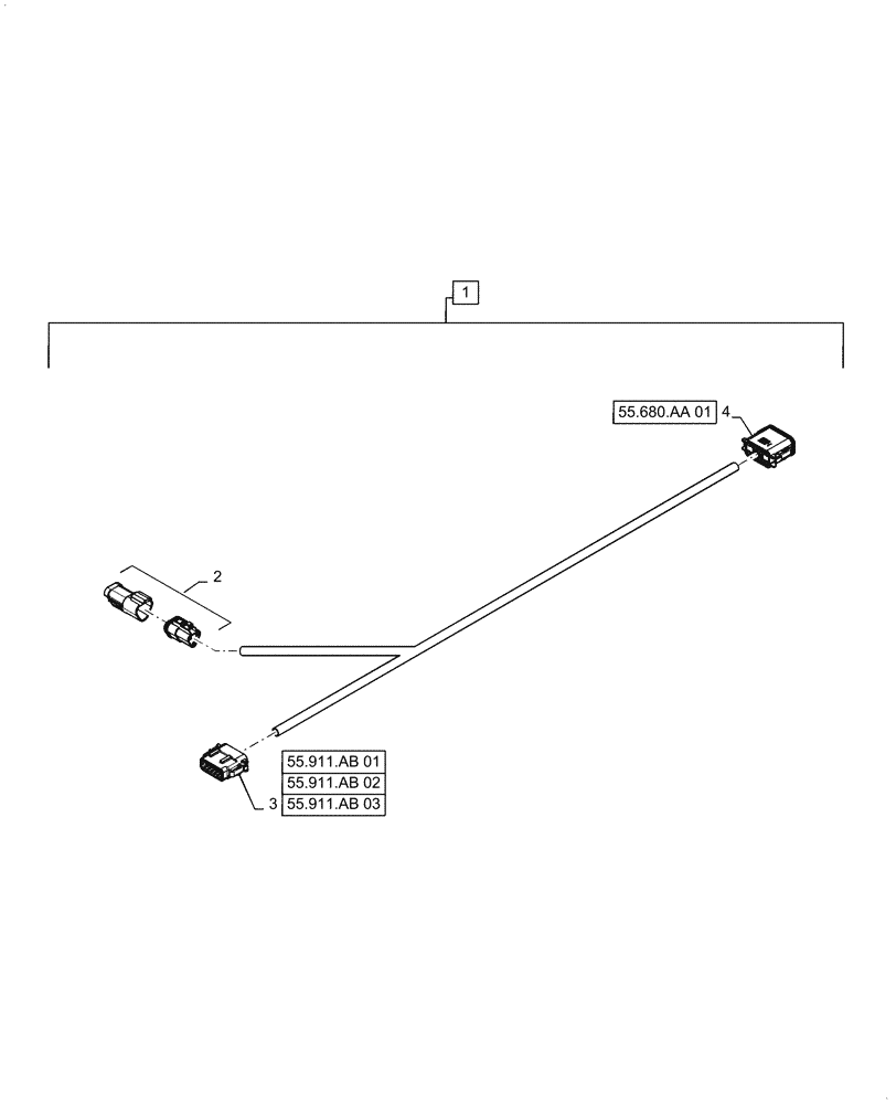 Схема запчастей Case IH 6140 - (55.911.AB[05]) - WIRE HARNESS, GPS RECEIVER (55) - ELECTRICAL SYSTEMS