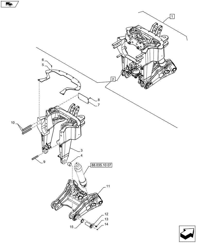 Схема запчастей Case IH PUMA 170 - (88.035.10[01]) - DIA KIT - FRONT HPL FOR SUSPENDED AND STD AXLES, LESS PTO, LESS COUPLER - LIFTER, HOUSING & COVER (88) - ACCESSORIES