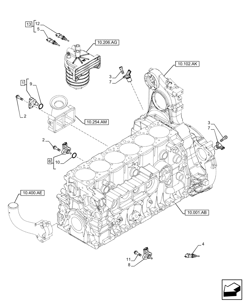 Схема запчастей Case IH F3GFE613A B003 - (55.015.AC) - ENGINE, SENSOR (55) - ELECTRICAL SYSTEMS