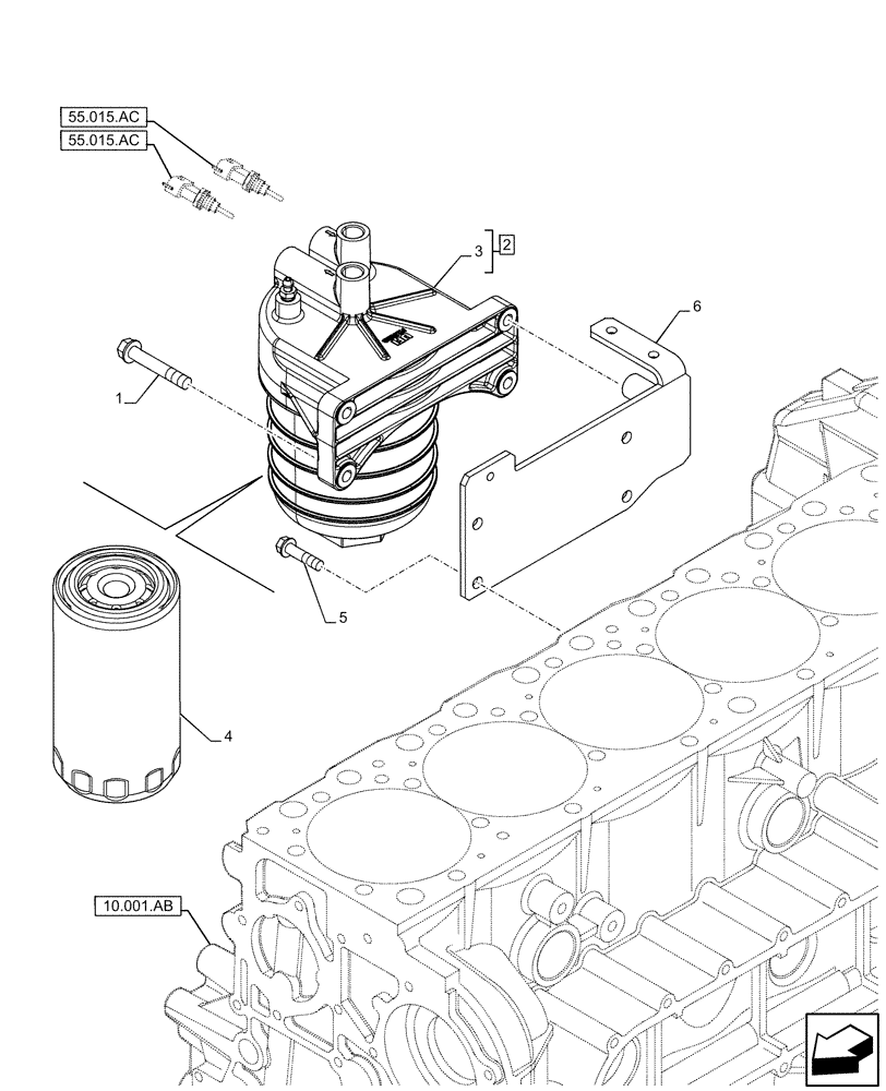 Схема запчастей Case IH F3GFE613A B003 - (10.206.AG) - FUEL FILTER (10) - ENGINE