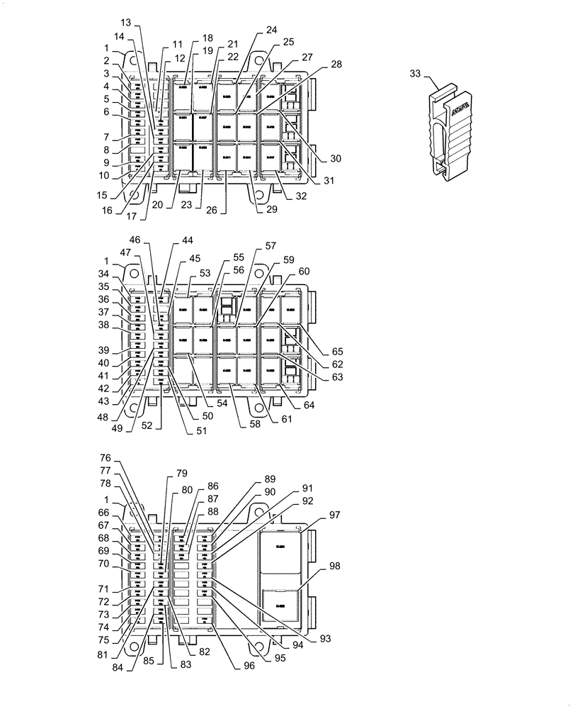 Схема запчастей Case IH 6140 - (55.510.AF[09]) - FUSE BOX, CAB MAIN (55) - ELECTRICAL SYSTEMS