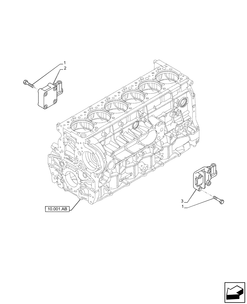 Схема запчастей Case IH F3GFE613A B003 - (10.001.AO) - ENGINE BLOCK REAR SUPPORT (10) - ENGINE