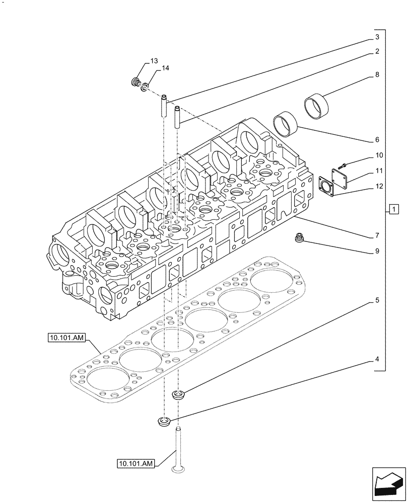 Схема запчастей Case IH F3GFE613B B003 - (10.101.AA) - CYLINDER HEAD (10) - ENGINE