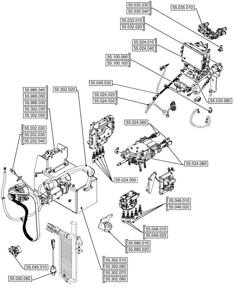 Схема запчастей Case IH FARMALL 120U - (00.000.55[02]) - PICTORIAL INDEX - ELECTRICAL SYSTEMS (00) - GENERAL & PICTORIAL INDEX