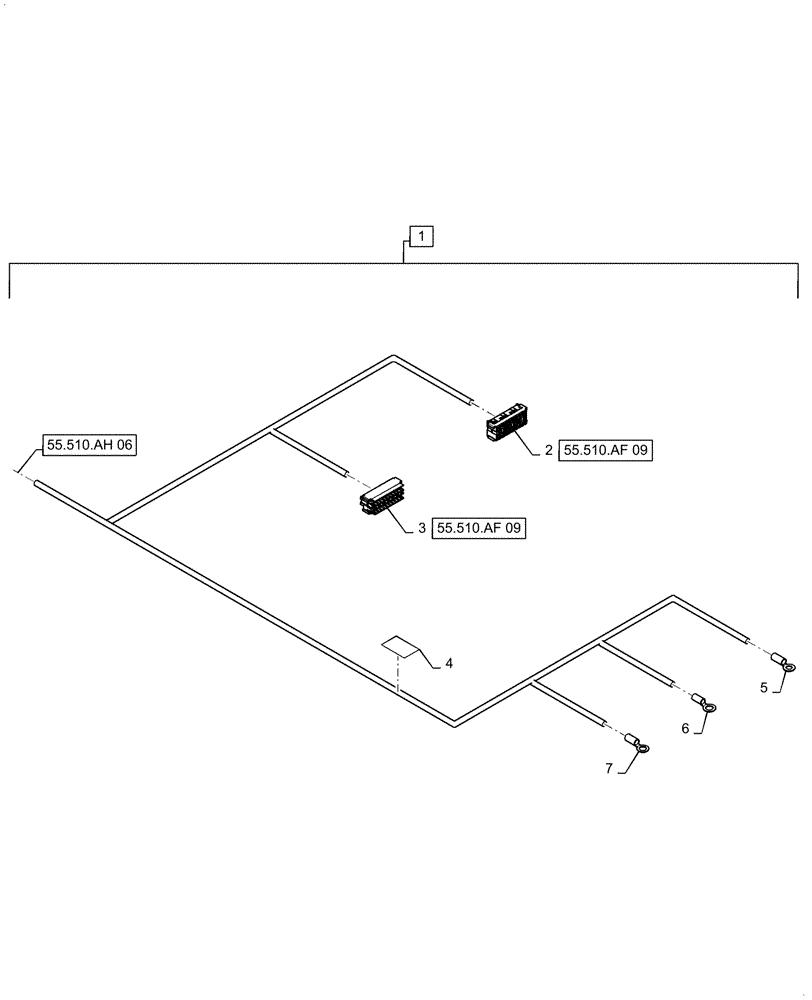 Схема запчастей Case IH 5140 - (55.510.AH[07]) - WIRE HARNESS, LOWER ROOF, CONTINUED (55) - ELECTRICAL SYSTEMS