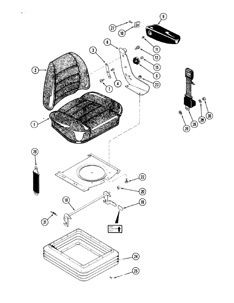 Схема запчастей Case IH 2394 - (9-054) - CLOTH SEAT, AIR/OIL SUSPENSION, PRIOR TO P.I.N. 9938101 (09) - CHASSIS/ATTACHMENTS