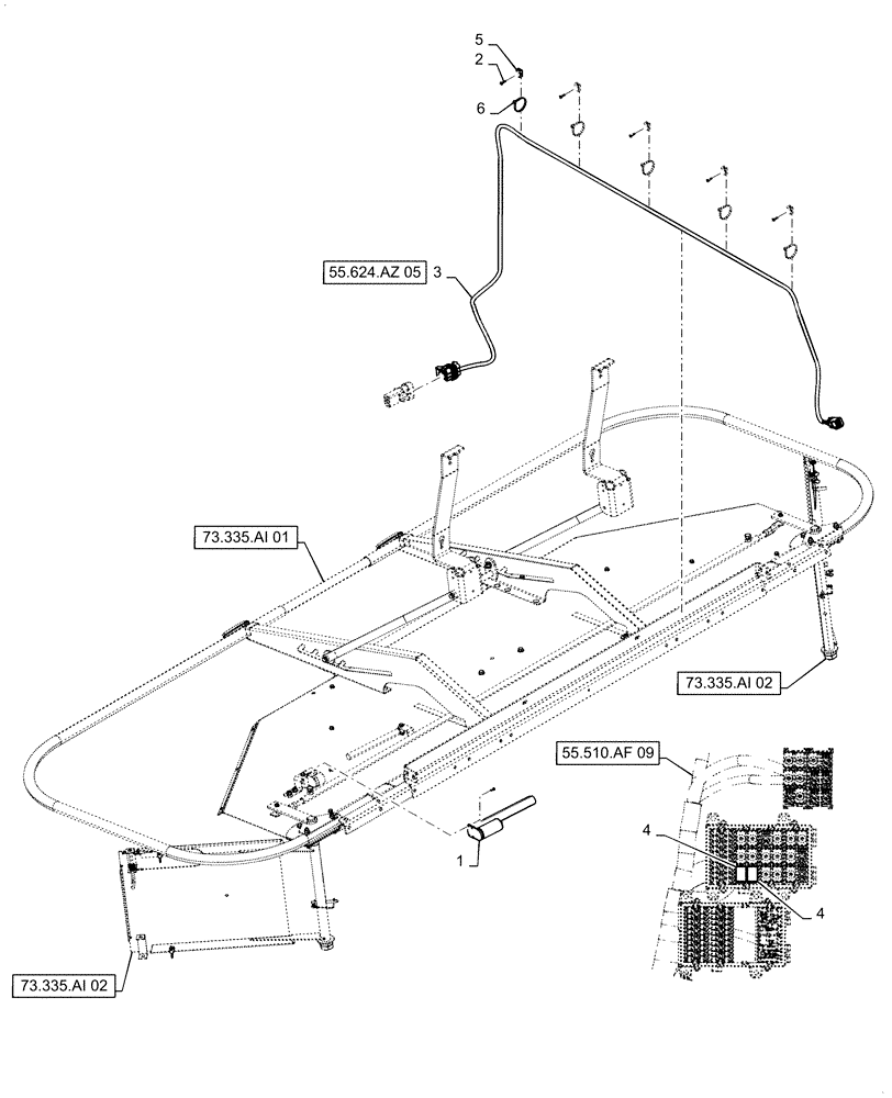 Схема запчастей Case IH 6130 - (55.624.AZ[02]) - REMOTE ADJUST SPREADER HOOPS ELECTICAL, EU ONLY (55) - ELECTRICAL SYSTEMS