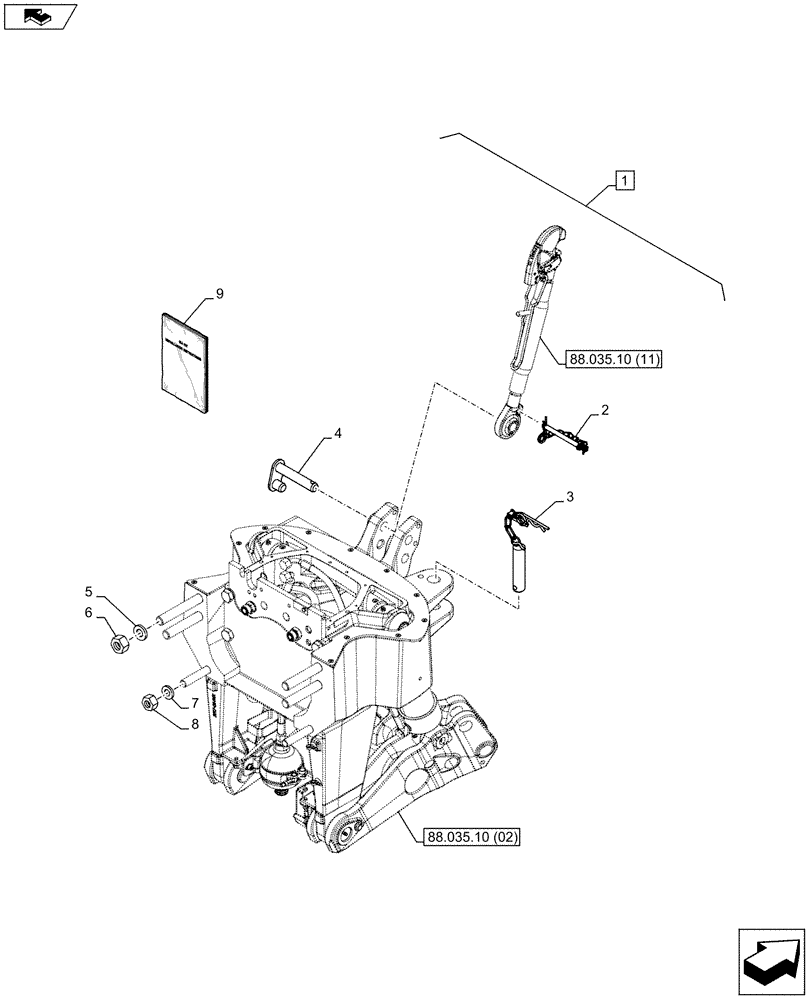 Схема запчастей Case IH PUMA 215 - (88.035.10[07]) - DIA KIT - FRONT HPL FOR SUSPENDED AND STD AXLES, LESS PTO, LESS COUPLER - LINK (88) - ACCESSORIES