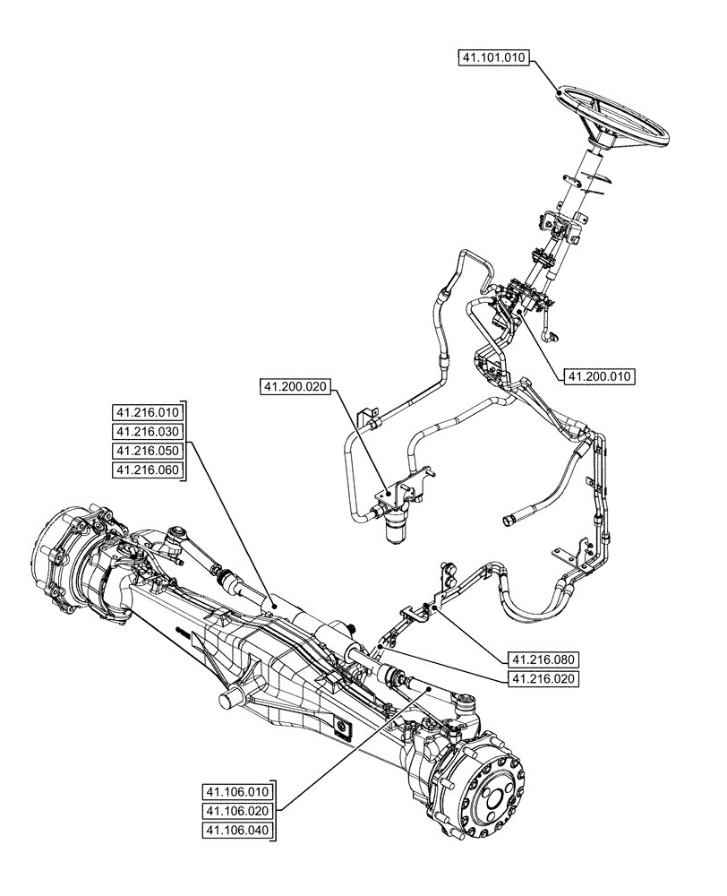 Схема запчастей Case IH FARMALL 120U - (00.000.41) - PICTORIAL INDEX - STEERING (00) - GENERAL & PICTORIAL INDEX