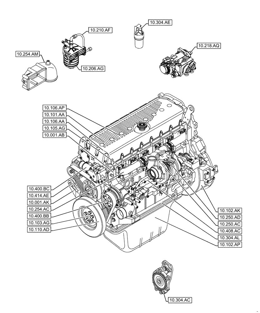 Схема запчастей Case IH F3GFE613A B003 - (00.000.10) - PICTORIAL INDEX - ENGINE (00) - GENERAL & PICTORIAL INDEX