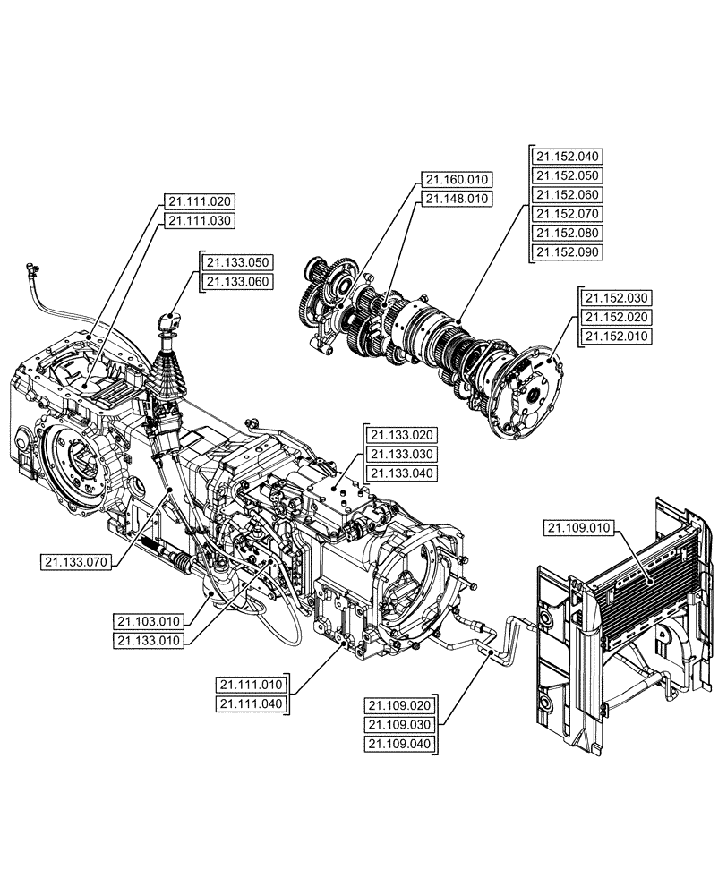 Схема запчастей Case IH FARMALL 120U - (00.000.21) - PICTORIAL INDEX - TRANSMISSION (00) - GENERAL & PICTORIAL INDEX