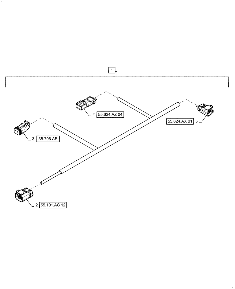 Схема запчастей Case IH 5140 - (55.624.AZ[03]) - WIRE HARNESS, CHAFF SPREADER (55) - ELECTRICAL SYSTEMS