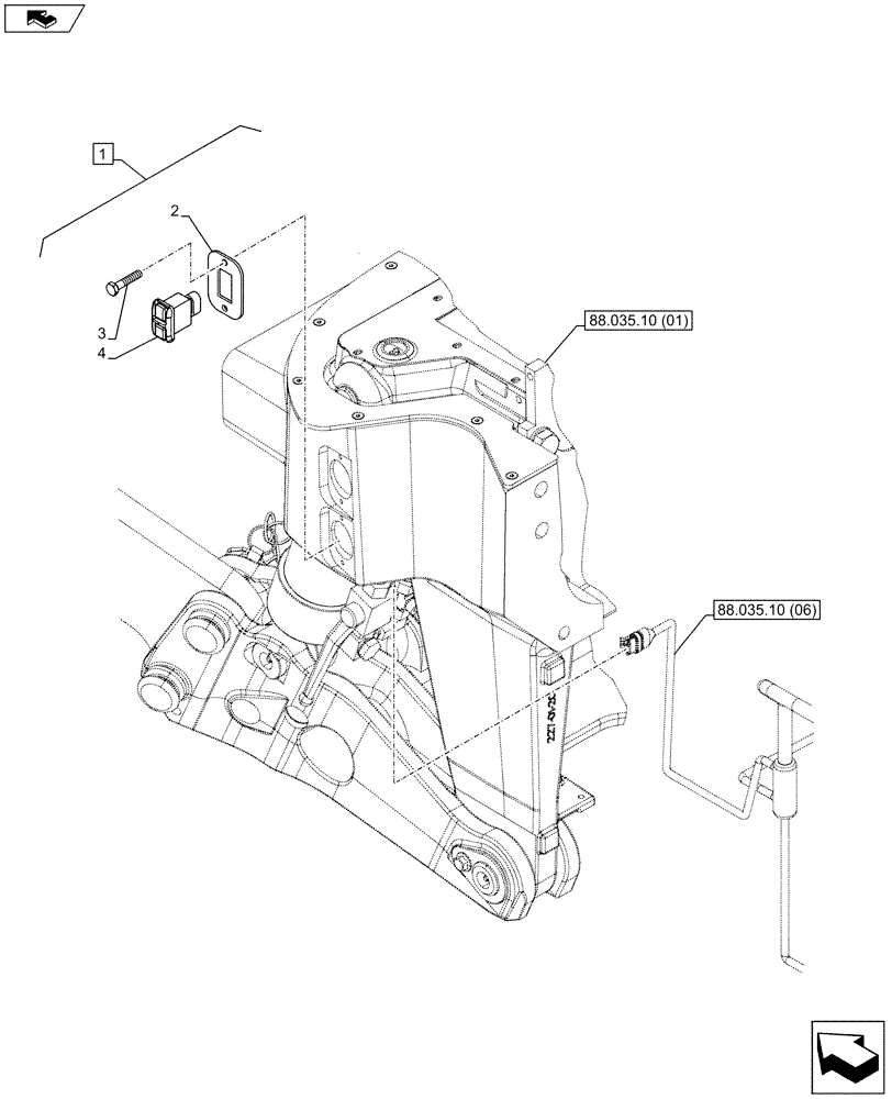 Схема запчастей Case IH PUMA 170 - (88.035.10[10]) - DIA KIT - FRONT HPL FOR SUSPENDED AND STD AXLES, LESS PTO, LESS COUPLER - SWITCH (88) - ACCESSORIES