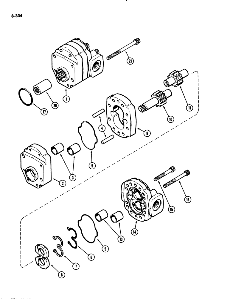 Схема запчастей Case IH 2294 - (8-334) - HYDRAULICS, GEAR AND PISTON PUMP ASSEMBLY (08) - HYDRAULICS